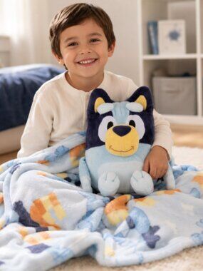 Bluey Pillow & Throw Blanket Set 40"x 50" Plush Kids Soft Cozy Hugger Set NWT